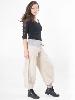 Pantalon bouffant beige en coton ceinture façon thaï