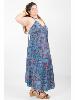 Robe longue dos nu colorée à motif paisley bleu violet