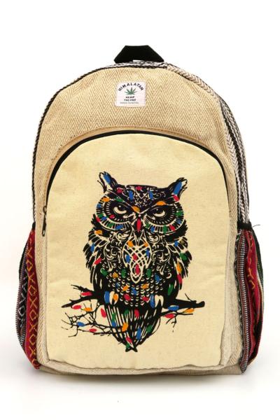 Sac à dos en chanvre Himalayan - motif Hibou