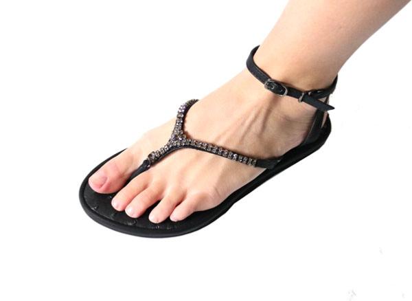 sandales noires strass