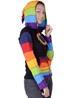 Gilet noir/rainbow à capuche lutin en coton népalais