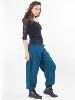 Pantalon bouffant pétrole en coton ceinture façon thaï