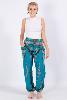 Pantalon bouffant turquoise à motif oriental milles et une nuits