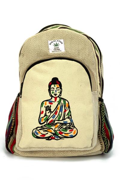 Petit sac à dos de chanvre Himalayan - motif Bouddha