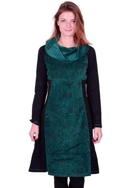 Robe verte en polaire taille empire