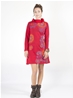 Robe rouge avec manches motif paisley et mandala