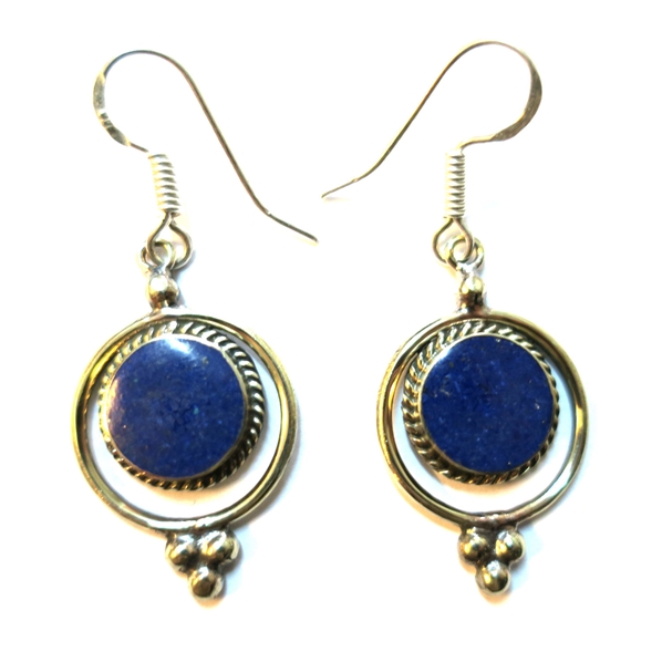 Boucles d'oreilles népalaises créoles lapuis-lazuli
