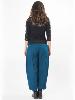 Pantalon bouffant pétrole en coton ceinture façon thaï