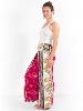 Pantalon fendu devant ample à motif original et coloré rose indien