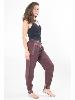 Pantalon marron coton brodé motif népalais