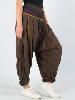 Pantalon sarouel marron extensible à rayures multi-couleurs