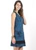Robe bleu pétrole avec poches et motifs à cercles