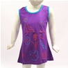 Robe courte violette avec animaux brodés