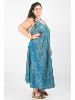 Robe longue dos nu colorée à motif paisley bleu vert