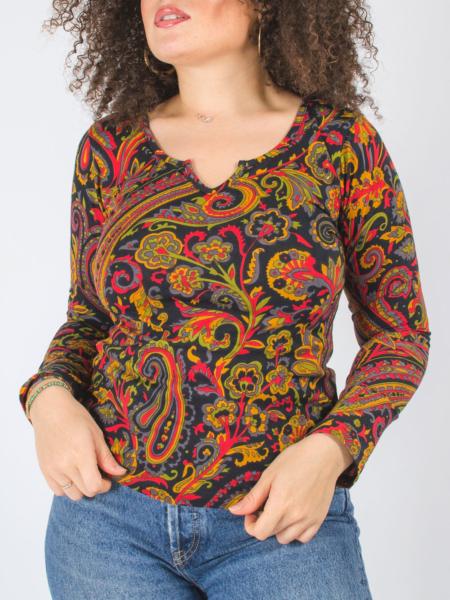 T-shirt manches longues imprimé paisley d'automne