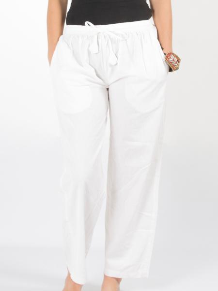 Pantalon droit blanc uni en coton