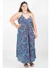 Robe longue dos nu colorée à motif paisley bleu violet