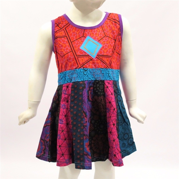 Robe patchworks médaillon rouge