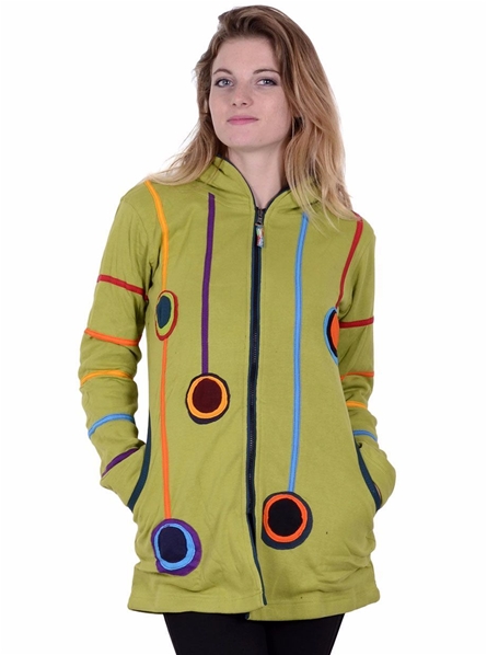  Veste lutin doublée polaire verte à patch de cercle rainbow