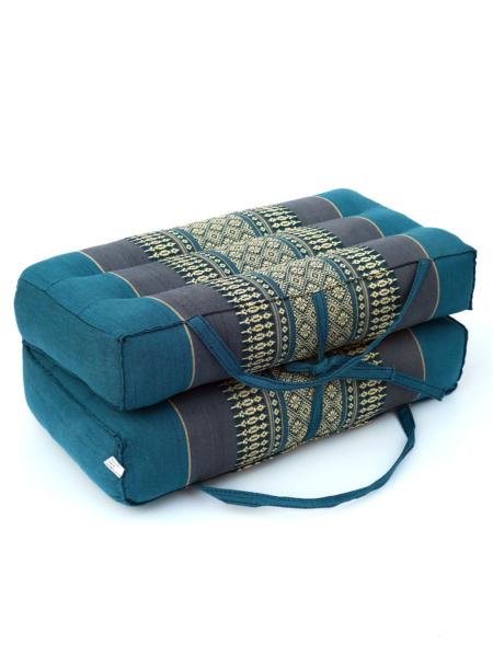 Zabuton - Tapis yoga méditation pliable bleu pétrole et gris