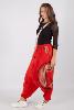 Pantalon sarouel rouge motif tissage traditionnel et spirale