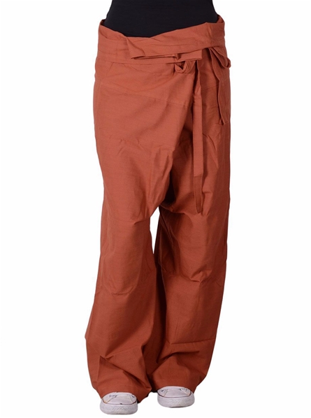 Pantalon yoga thaï orange avec pochette de transport