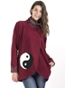 Veste polaire chaude bordeaux à motif Yin-Yang