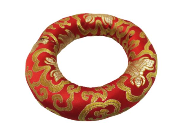 Coussin pour bol chantant rouge motif ethnique doré Ø 12 cm