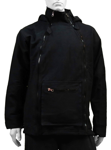 Blouson noir en coton épais doublé polaire