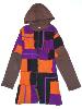 Gilet patchwork long à capuche aux couleurs élément terre