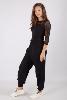 Pantalon bouffant ethnique en coton noir uni