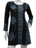 Robe noire et bleue à imprimé vintage