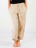 Pantalon bouffant beige uni à coupe ajustée