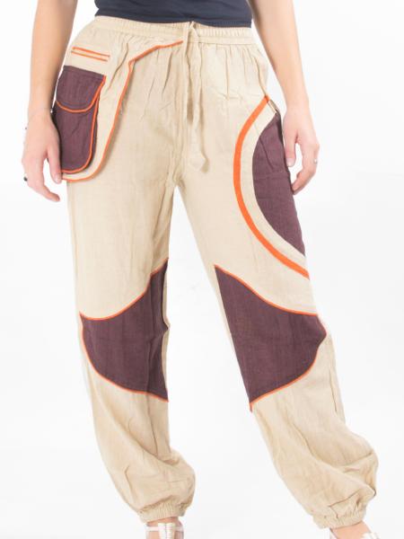 Pantalon bouffant original beige avec ceinture sac