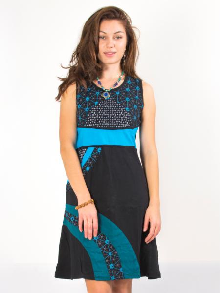 Robe noire et bleu pétrole à motif chemin étoilé