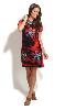 Robe rouge motif griffures et fleurs