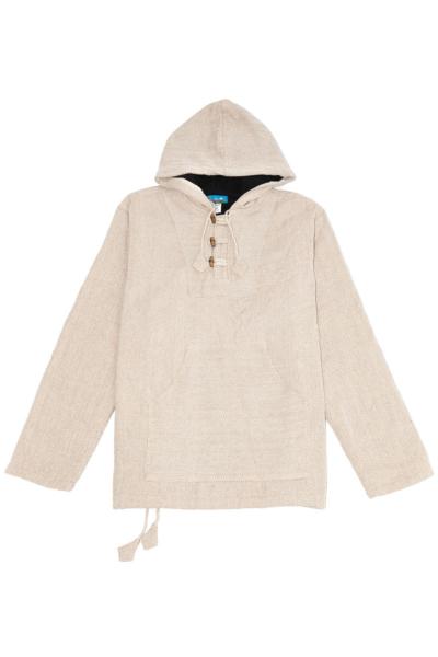 Blouson à capuche doublé polaire à chevron écru et beige