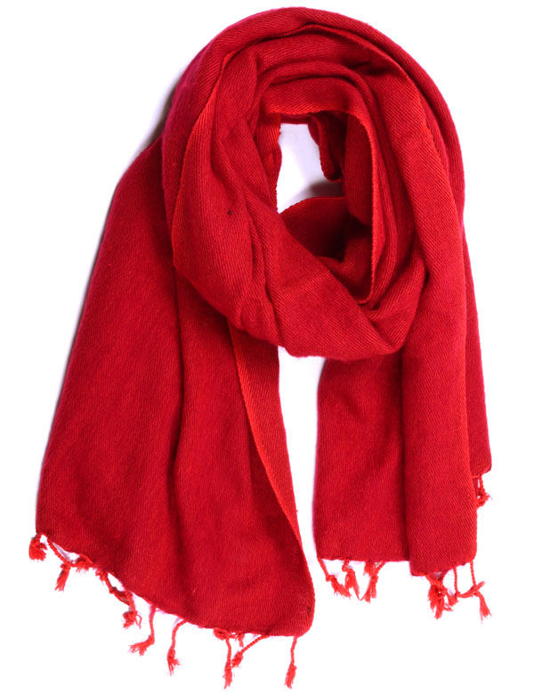 Grande écharpe rouge unie en laine