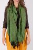 Grande écharpe vert jaune chiné sombre uni en laine