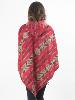Poncho à capuche rouge au motif mexicain pure laine
