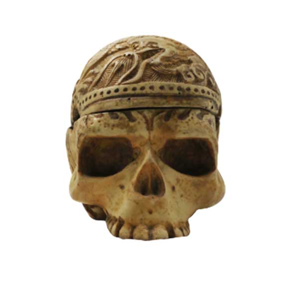 Cendrier crâne décoré beige