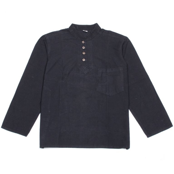 Chemise noire ethnique à manches longues