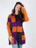 Gilet patchwork long à capuche aux couleurs élément terre