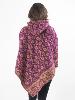 Poncho à capuche violet au grand motif cachemire en laine