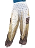 Pantalon bouffant blanc motif plume paisley