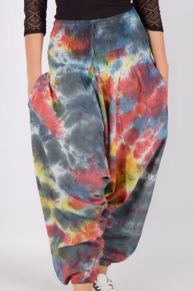 Pantalon sarouel léger à motif tie and dye coloré rainbow