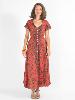 Robe longue cintrée féminine rouge à motif imprimé floral
