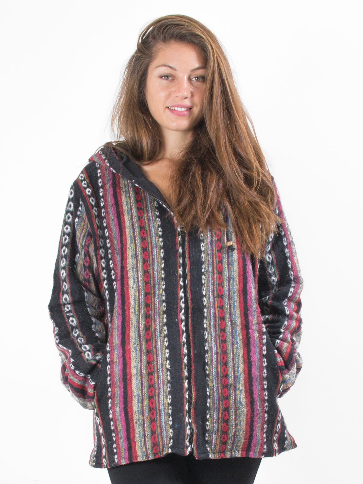 Veste en coton épais doublée polaire au style ethnique