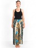 Pantalon fendu devant ample à motif mandala dentelle turquoise