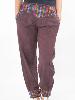 Pantalon marron coton brodé motif népalais